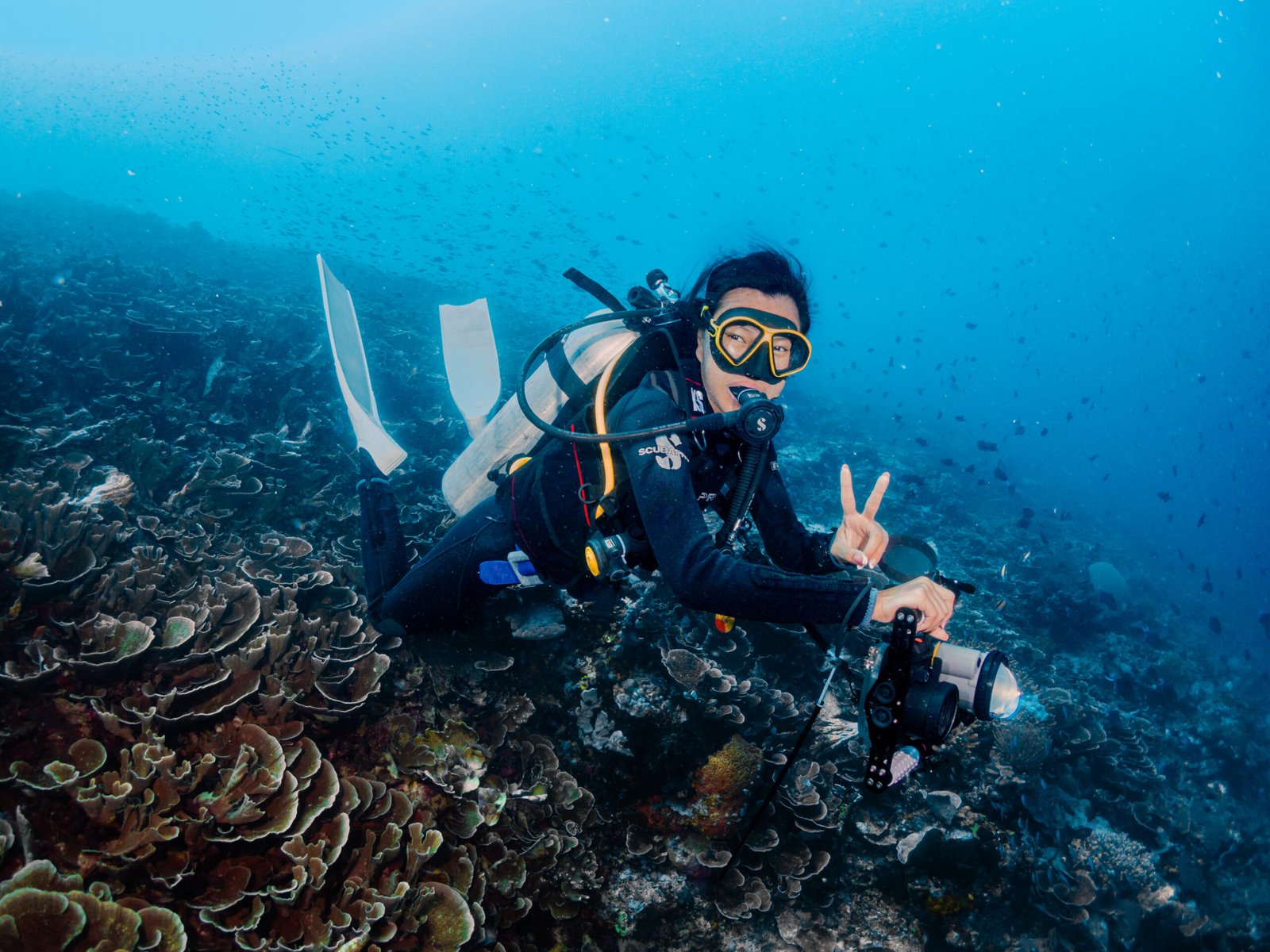 A scuba diver in Bira, Indonesia