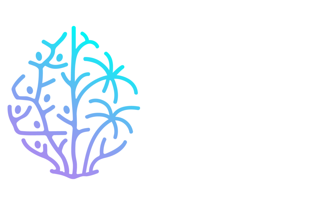 GaiaOne Logo merges mangroves, corals, and humans in one image to signify we are all one with nature